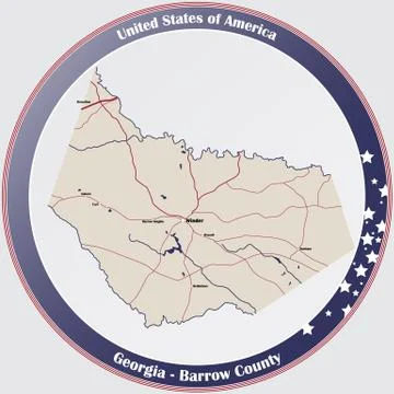 Map of Barrow County in Georgia Stock Illustration