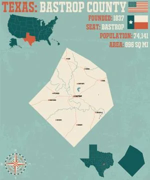 Map of Bastrop county in Texas Illustrazione stock