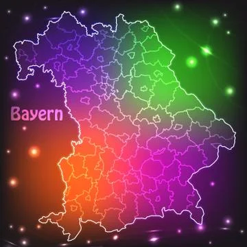 Map of bavaria with borders with bright colors Stock Illustration