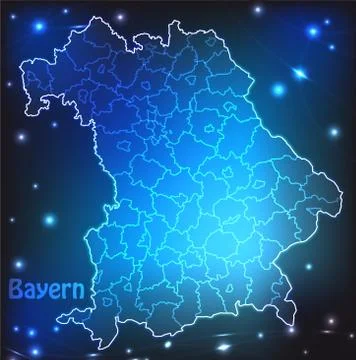 Map of bavaria with borders with bright colors Stock Illustration