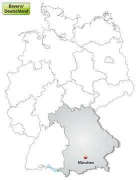 Map of bavaria with main cities in gray Stock Illustration