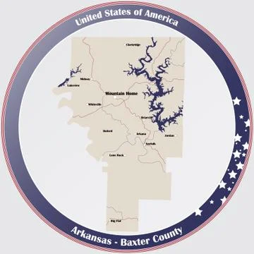 Map of Baxter County in Arkansas Stock Illustration