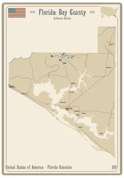 Map of Bay County in Florida Stock Illustration