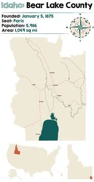 Map of Bear Lake County in Idaho 库存插图