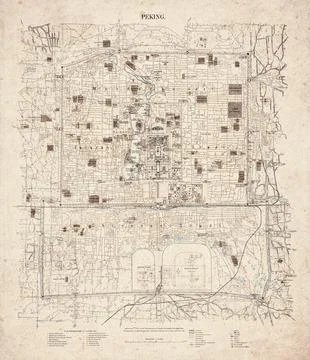 Map of Beijing and Its Fortifications, Military Map from 1903 Stock Illustration