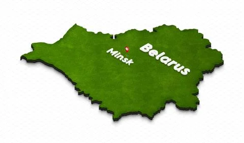 Map of Belarus. 3D isometric perspective illustration. Stock Illustration