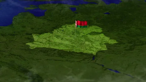 Map of Belarus with Belarusian flag Vidéo 231391201