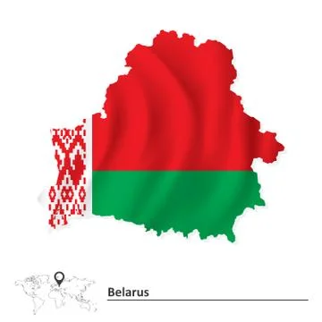 Map of Belarus with flag Stock Illustration