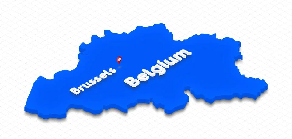 Map of Belgium. 3D isometric perspective illustration. Stock Illustration