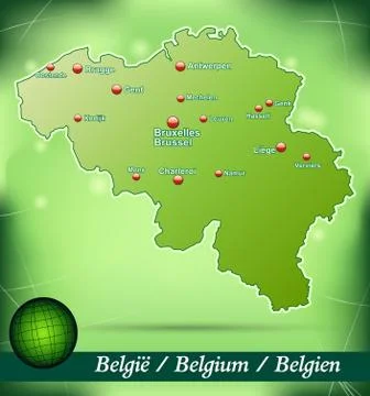 Map of belgium with abstract background in green Stock Illustration