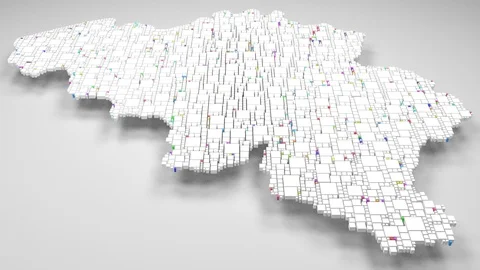 Map of Belgium - Europe Stock Footage 87086625