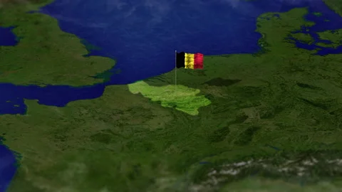 Map of Belgium with flag Video stock 231391200