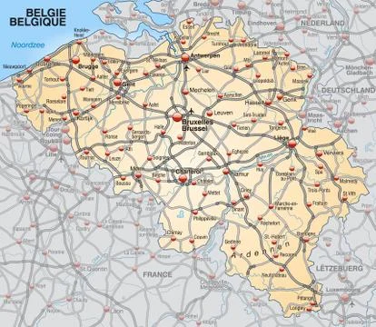 Map of belgium Stock Illustration