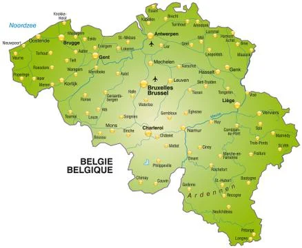 Map of belgium as an overview map in green Stock Illustration