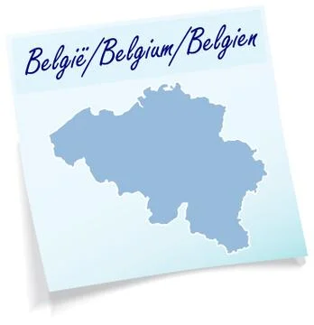 Map of belgium as sticky note Stock Illustration