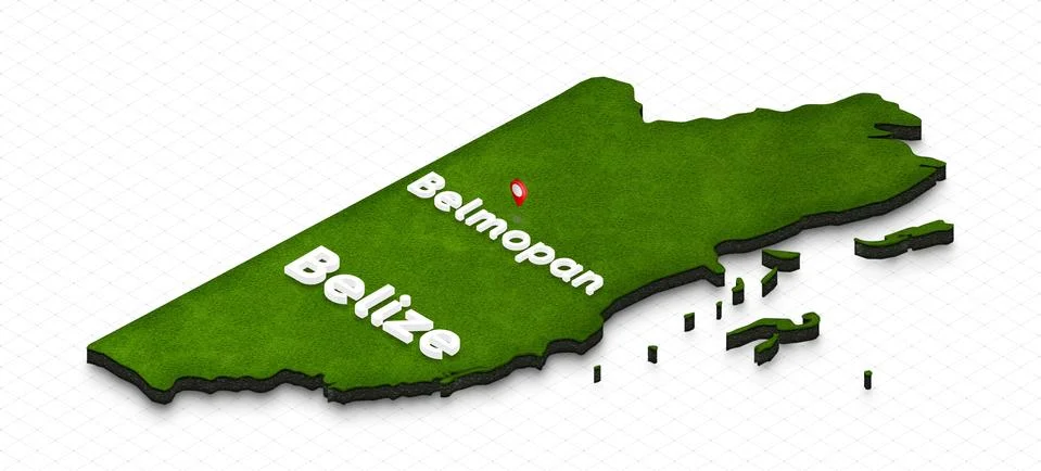 Map of Belize. 3D isometric perspective illustration. Stock Illustration