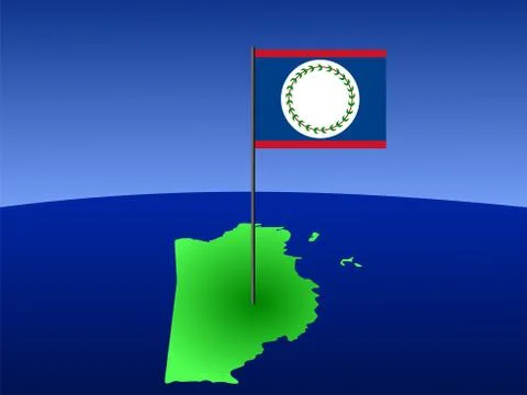 Map of belize with flag Stock Illustration