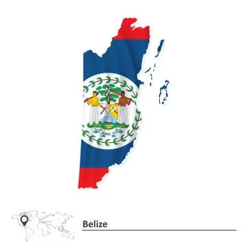 Map of Belize with flag Stock Illustration