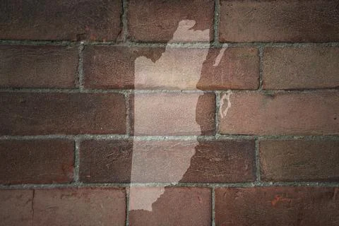 Map of belize on a old brick wall Stock Photos