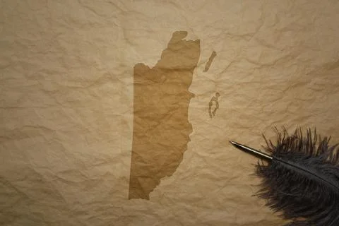 Map of belize on a old paper background with old pen Foto stock