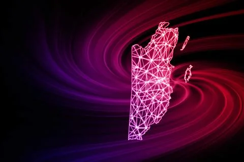 Map of Belize, Polygonal mesh line map Stock Illustration