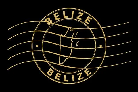 Map of Belize, Postal Passport Stamp, Travel Stamp Stock Illustration