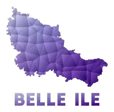Map of Belle Ile. Low poly illustration of the island. Purple geometric des.. Stock Illustration