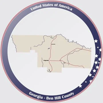 Map of Ben Hill County in Georgia Stock Illustration