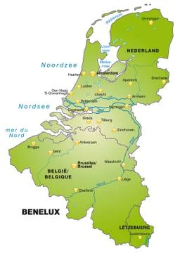 Map of benelux as an overview map Stock Illustration