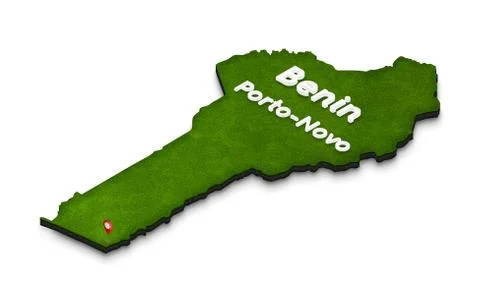Map of Benin. 3D isometric perspective illustration. Stock Illustration