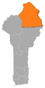 Map of Benin, Alibori highlighted Map of Benin where Alibori is highlighte... Stock Photos