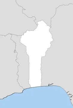 Map of Benin, Benin highlighted Map of Benin where Benin is highlighted. C... 스톡 사진