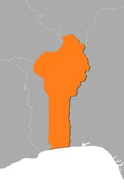 Map of Benin, Benin highlighted Map of Benin where Benin is highlighted. C... Stock Photos
