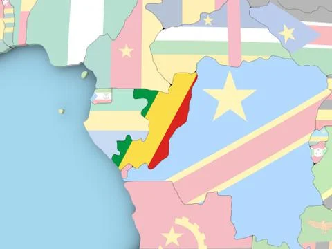 Map of Benin with flag on globe Stock Illustration