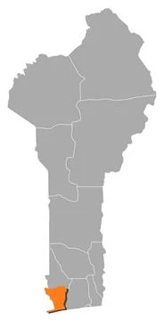 Map of Benin, Mono highlighted Map of Benin where Mono is highlighted. Cop... Stock Photos