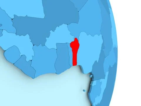 Map of Benin in red Stock Illustration