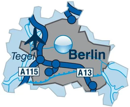 Map of berlin with highways in blue Stock Illustration