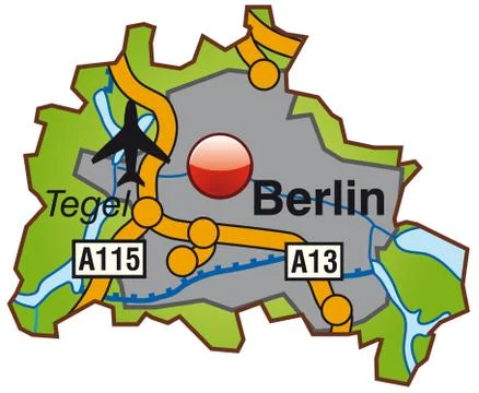 Map of berlin with highways in green Stock Illustration