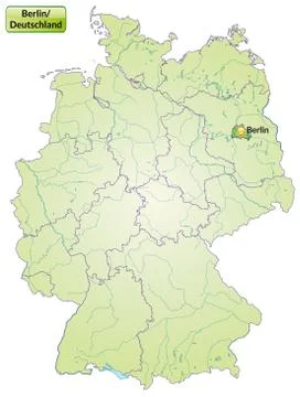 Map of berlin with main cities in green Illustrazione stock