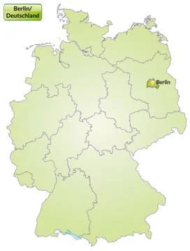Map of berlin with main cities in green Stock Illustration