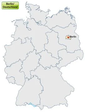 Map of berlin with main cities in pastel orange Stock Illustration