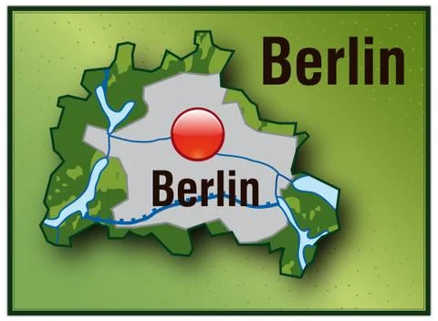 Map of berlin as an overview map with hight layers Stock Illustration