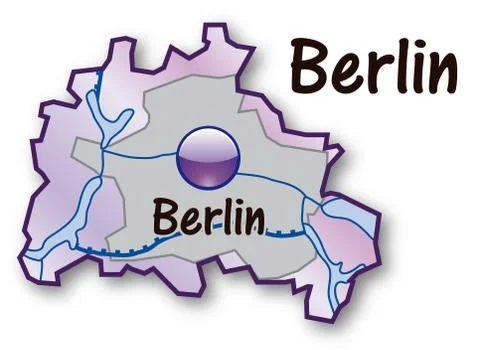 Map of berlin as an overview map in violet Stock Illustration