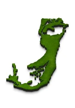 Map of Bermuda. 3D isometric perspective illustration. Stock Illustration