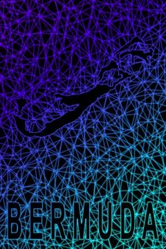 Map of Bermuda, Polygonal mesh line map Stock Illustration