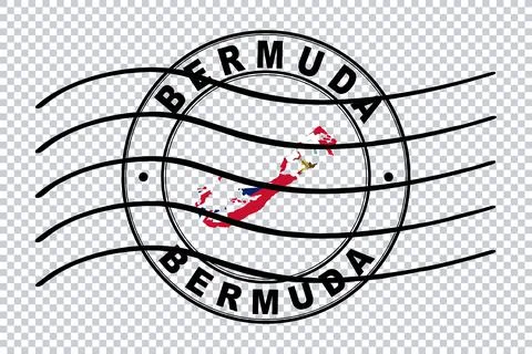 Map of Bermuda, Postal Passport Stamp, Travel Stamp Stock Illustration