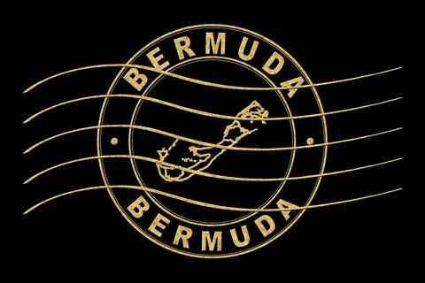 Map of Bermuda, Postal Passport Stamp, Travel Stamp Stock Illustration