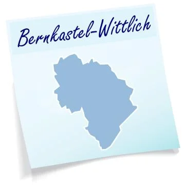 Map of bernkastel-wittlich as sticky note Ilustración de archivo