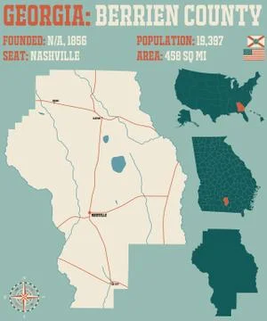 Map of in Berrien County Georgia Illustrazione stock