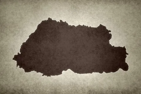 Map of Bhutan on a paper Stock Illustration